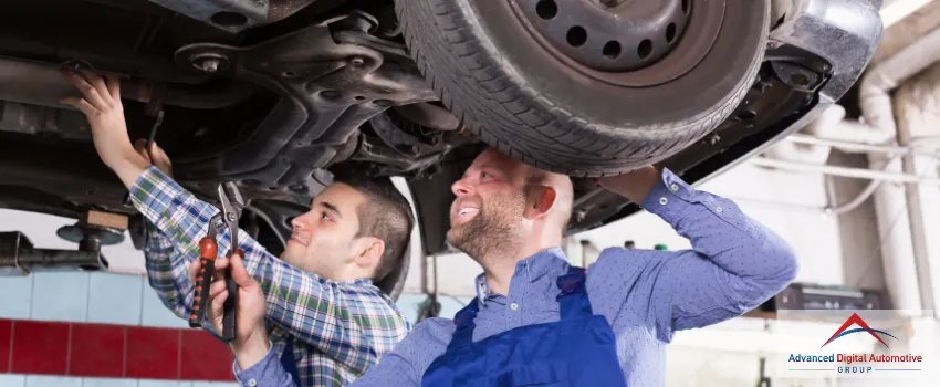 ADAG - Car mechanics repairing a car 