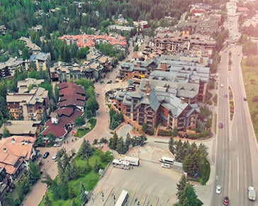 Aerial view of the beautiful countryside near Vail, Colorado.