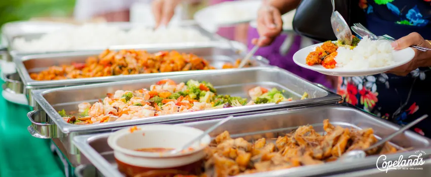 COD - A line of guests getting food from the catering