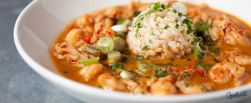 JDC - Crawfish Etouffee in a White Bowl