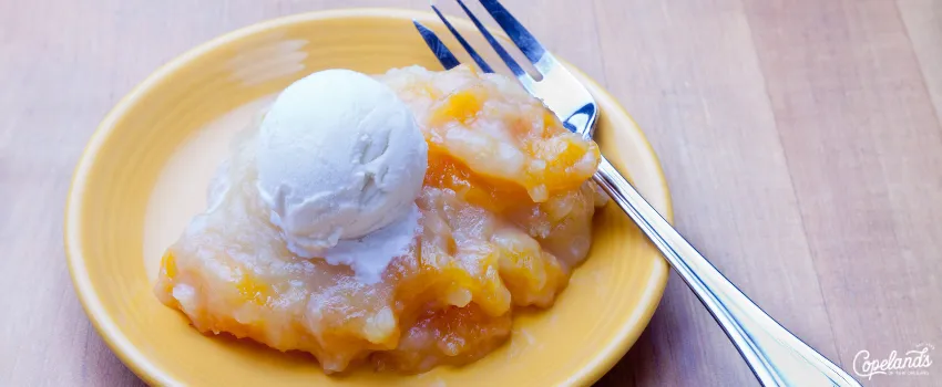 JDC - Peach Cobbler with a Scoop of Vanilla Ice Cream